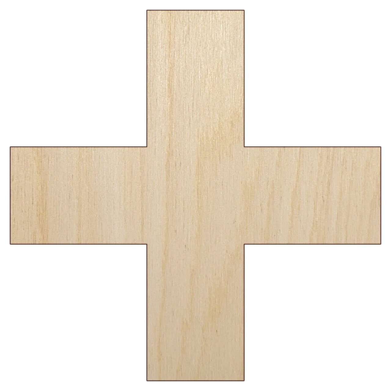 Plus Sign Solid Unfinished Wood Shape Piece Cutout for DIY Craft Projects